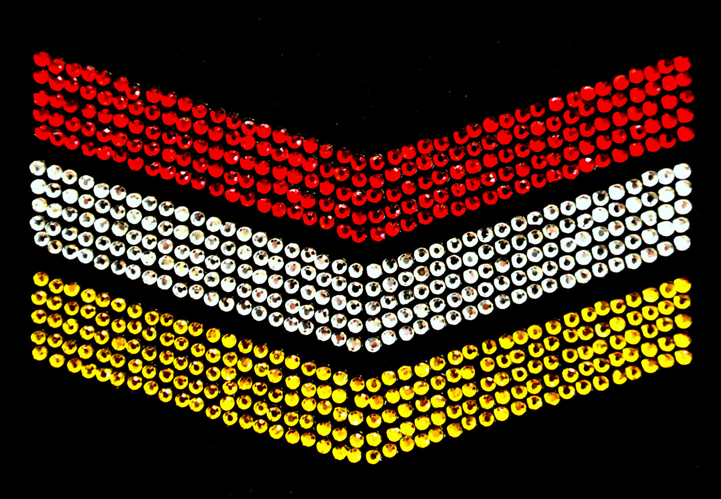 Oeteldonk strass strijkapplicatie militaire sergeant strepen Oeteldonkse kleuren 8,5cmx5,5cm