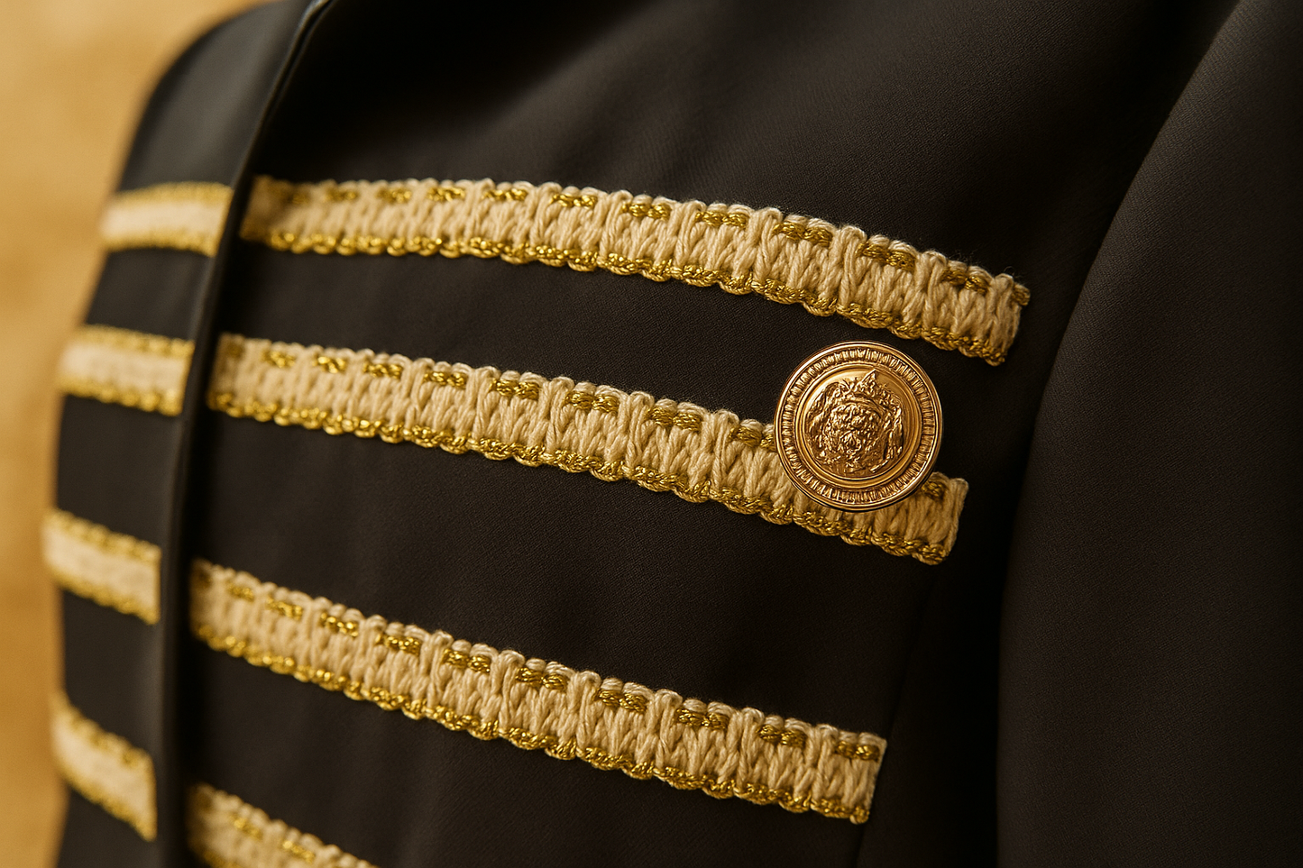 Dames Carnavalsjasje Militaire Stijl Zwart Met Goud
