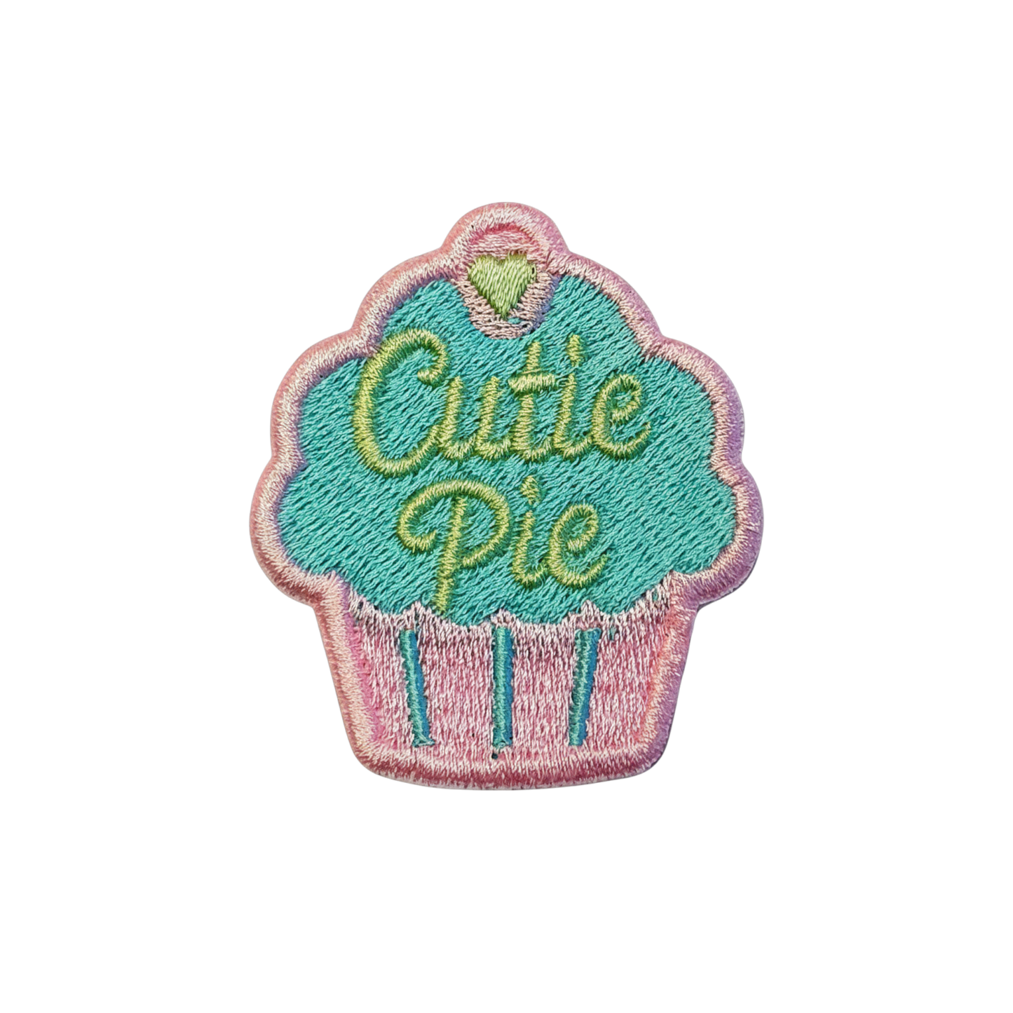 Cutie Pie pastel cupcake embleem mintgroen roze borduurembleem van OetelClub Rosmalen ❤️🤍💛