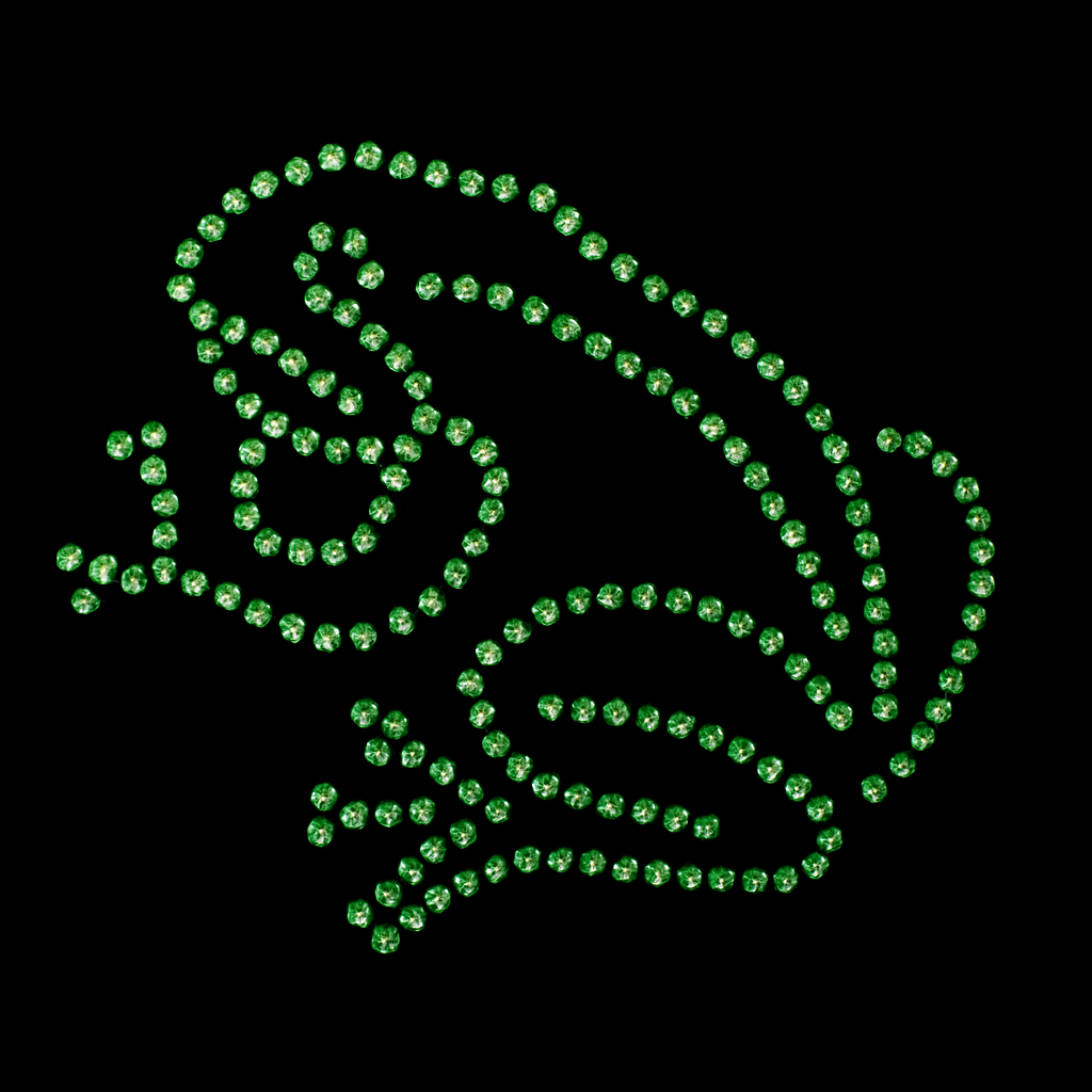 Groene kikker strass design – sprankelend rhinestone patroon in Oeteldonk stijl