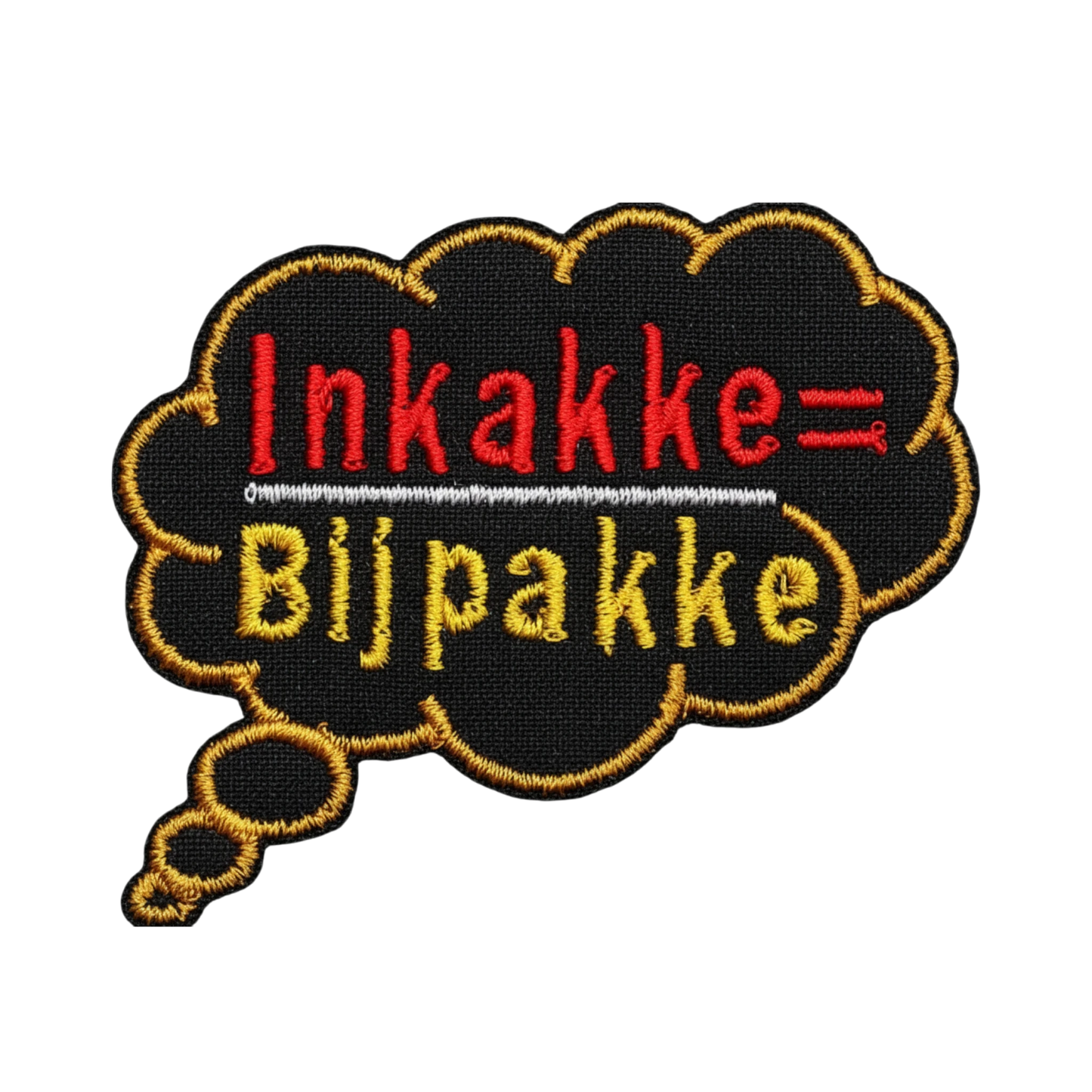 inkakke bijpakke volwassen humor embleem met cartoon stijl voor carnaval oetelclub rosmalen 💛🤍❤️😅⚠️