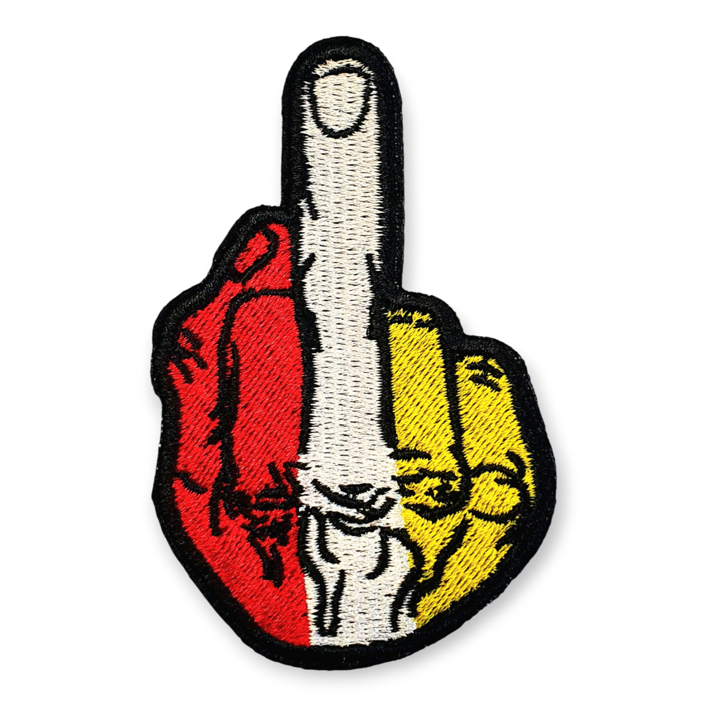 Oeteldonk middelvinger embleem in rood wit geel 😈🖕❤️🤍💛