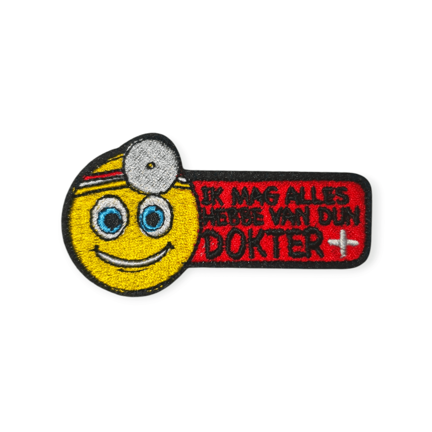 Oeteldonk Borduurembleem `Ik mag alles hebbe van dun dokter` rwg - Oetel.club