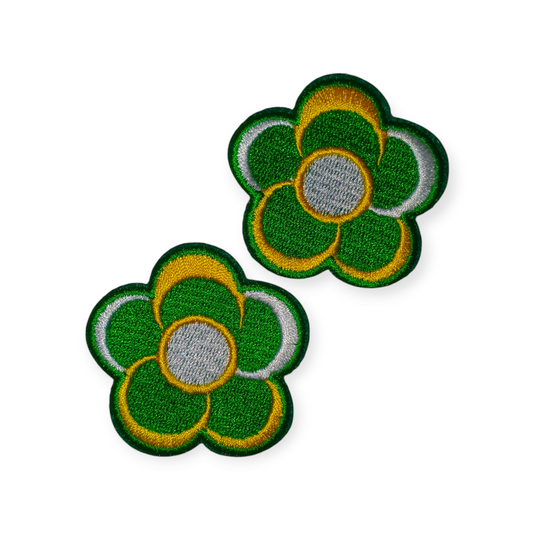 Bloemetjes patch geel-groen-wit (5 cm), carnavalsembleem borduur – Oetelclub