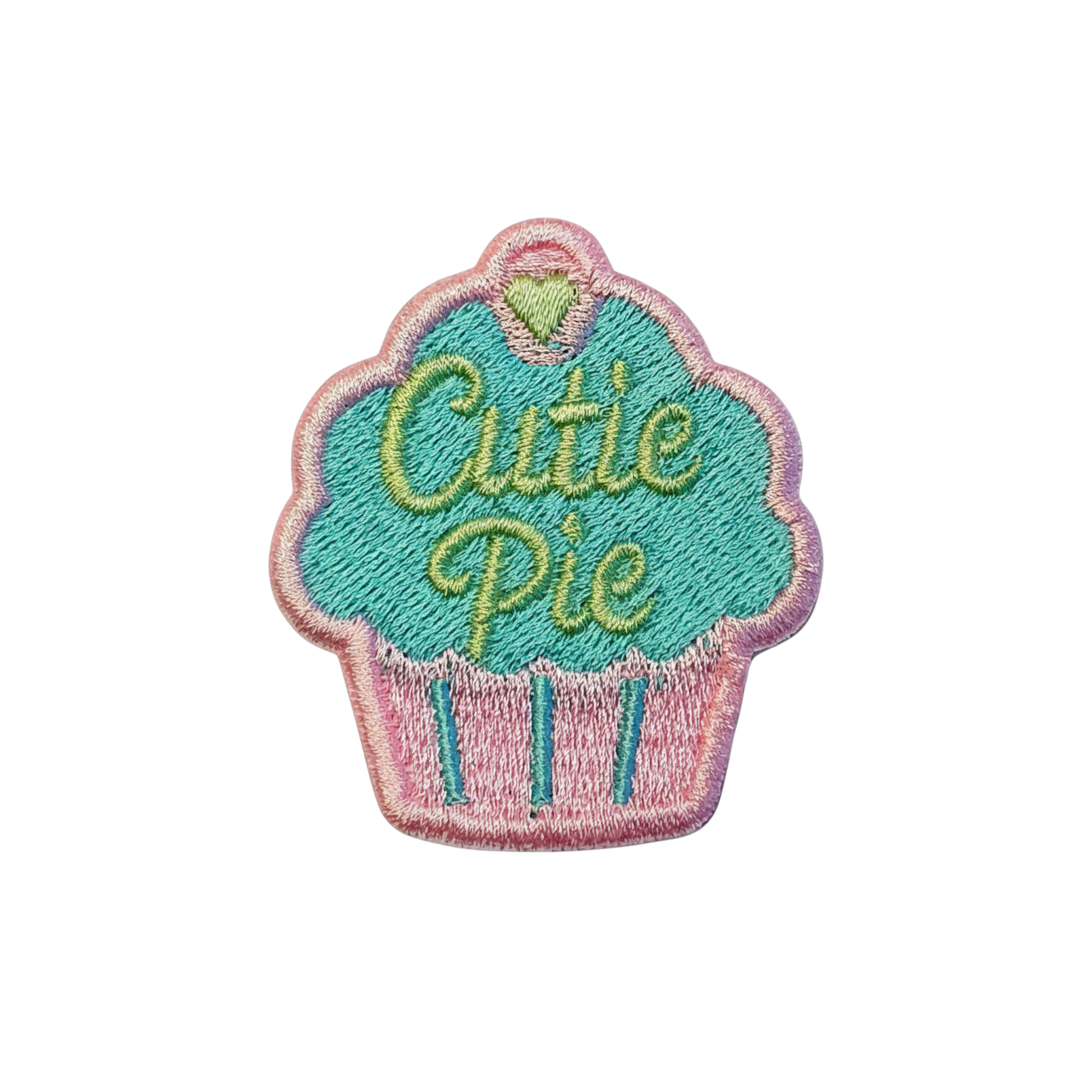 Cutie Pie pastel cupcake embleem mintgroen roze borduurembleem van OetelClub Rosmalen ❤️🤍💛