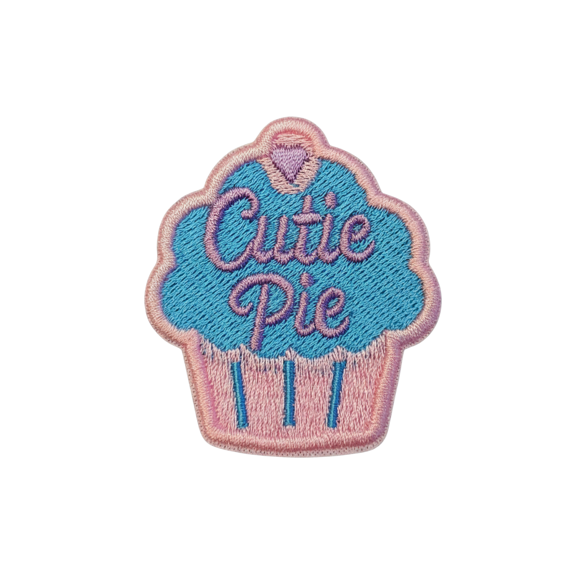 Cutie Pie pastel cupcake embleem roze lila lichtblauw borduurembleem van OetelClub Rosmalen ❤️🤍💛