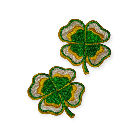 Klavertje vier patch geel-groen-wit (5 cm), carnavalsembleem borduur – Oetelclub schorsbos schijndel