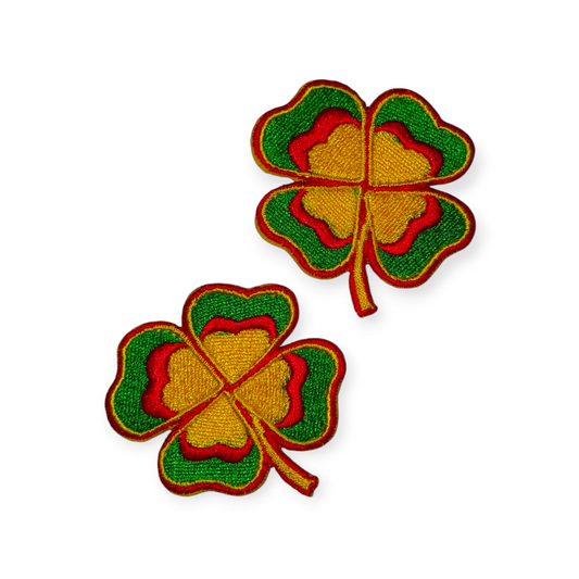 Klavertje vier patch rood-geel-groen (5 cm), carnavalsembleem borduur – Oetelclub