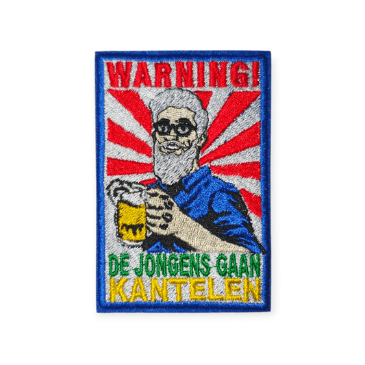 Oeteldonk Borduurembleem 'LET OP, de jongens gaan kantelen' rwg - Oetel.club