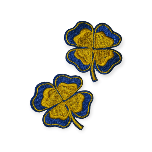 Oeteldonk 🍀 Klavertje Vier Patch – Blauw - Geel (5 cm) rwg - Oetel.club