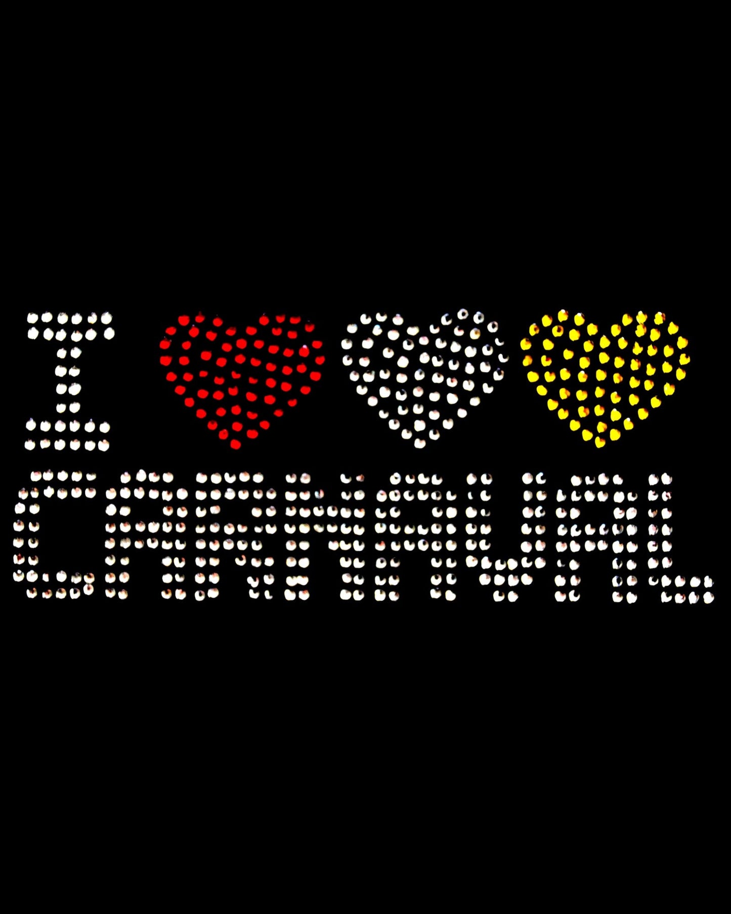 Oeteldonk ✨ Oeteldonk Rhinestone I Love Carnaval Hartjes – Strass Bling Patch Rood Wit Geel rwg - Oetel.club