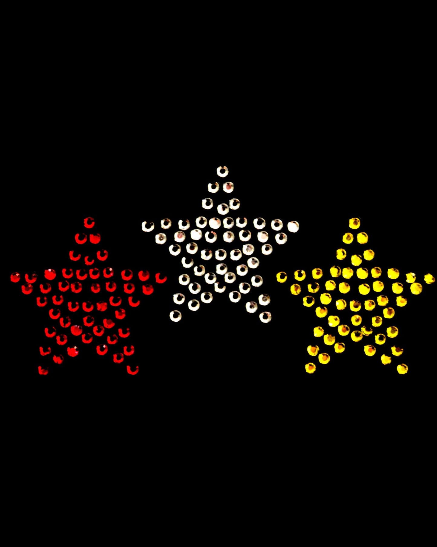 Oeteldonk Oeteldonk rhinestone sterren – Strass patches rood wit geel – Bling emblemen 3 stuks rwg - Oetel.club