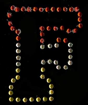 Oeteldonk Oeteldonk strass applicatie alfabet rood, wit, geel 4cm hoog open letter F rwg - Oetel.club