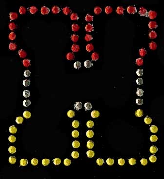 Oeteldonk Oeteldonk strass applicatie alfabet rood, wit, geel 4cm hoog open letter H rwg - Oetel.club