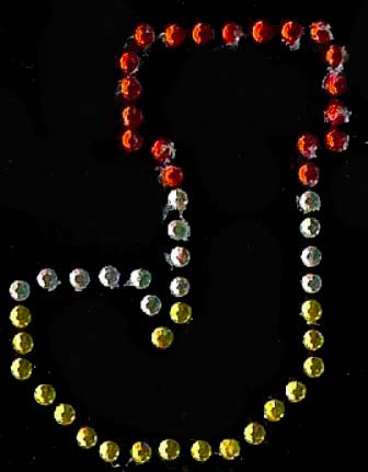 Oeteldonk Oeteldonk strass applicatie alfabet rood, wit, geel 4cm hoog open letter J rwg - Oetel.club