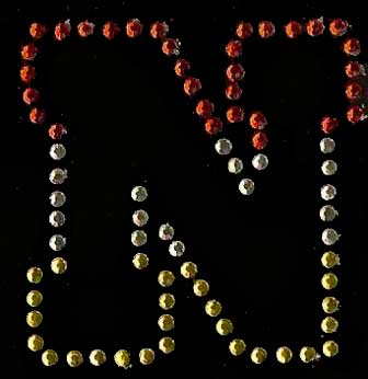 Oeteldonk Oeteldonk strass applicatie alfabet rood, wit, geel 4cm hoog open letter N rwg - Oetel.club