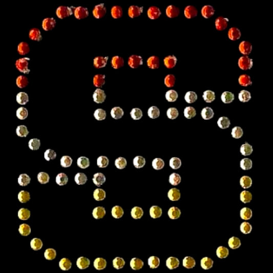 Oeteldonk Oeteldonk strass applicatie alfabet rood, wit, geel 4cm hoog open letter S rwg - Oetel.club