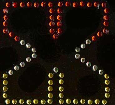 Oeteldonk Oeteldonk strass applicatie alfabet rood, wit, geel 4cm hoog open letter Y rwg - Oetel.club