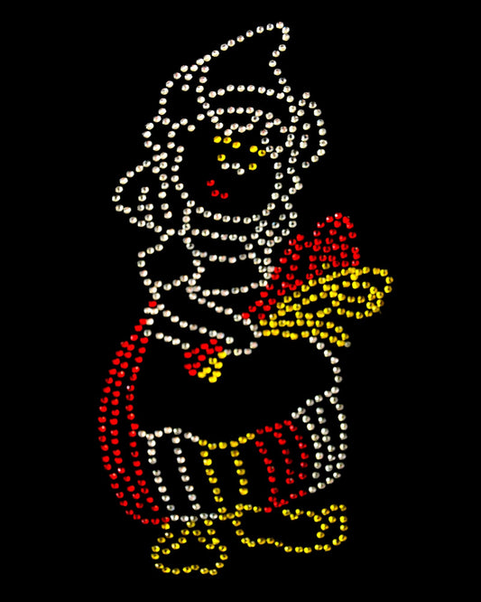 Oeteldonk Oeteldonk strass applicatie Boerinnetje 17cmx9cm rwg - Oetel.club