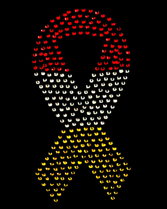 Oeteldonk Oeteldonk strass applicatie Oeteldonks lintje rood, wit, geel 5cmx10cm rwg - Oetel.club