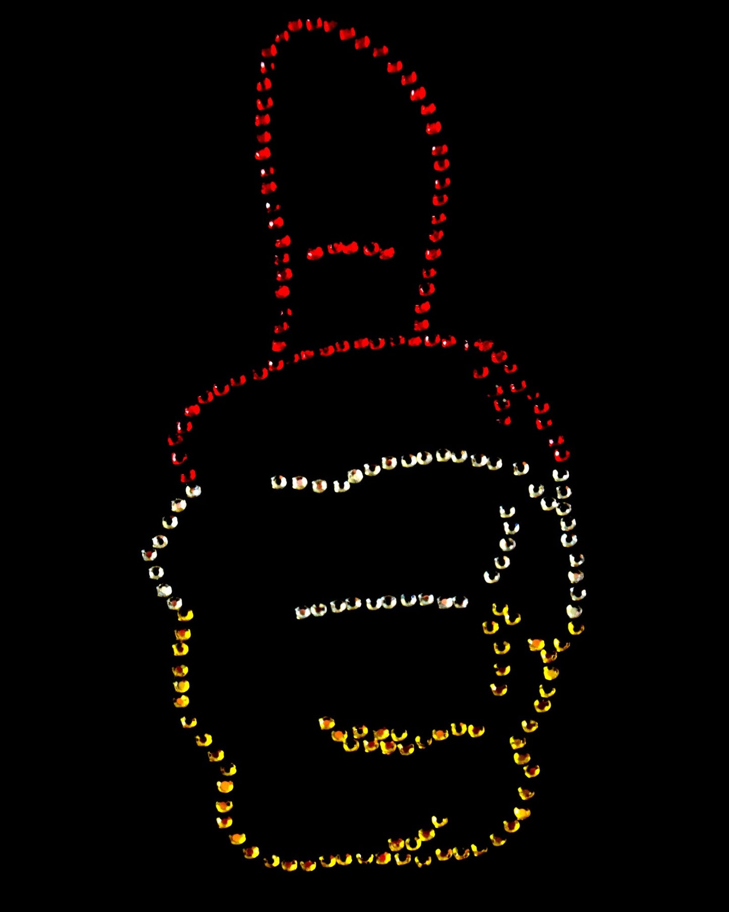 Oeteldonk Oeteldonk strass applicatie Oeteldonkse duim rood, wit, geel 10cmx5,5cm rwg - Oetel.club