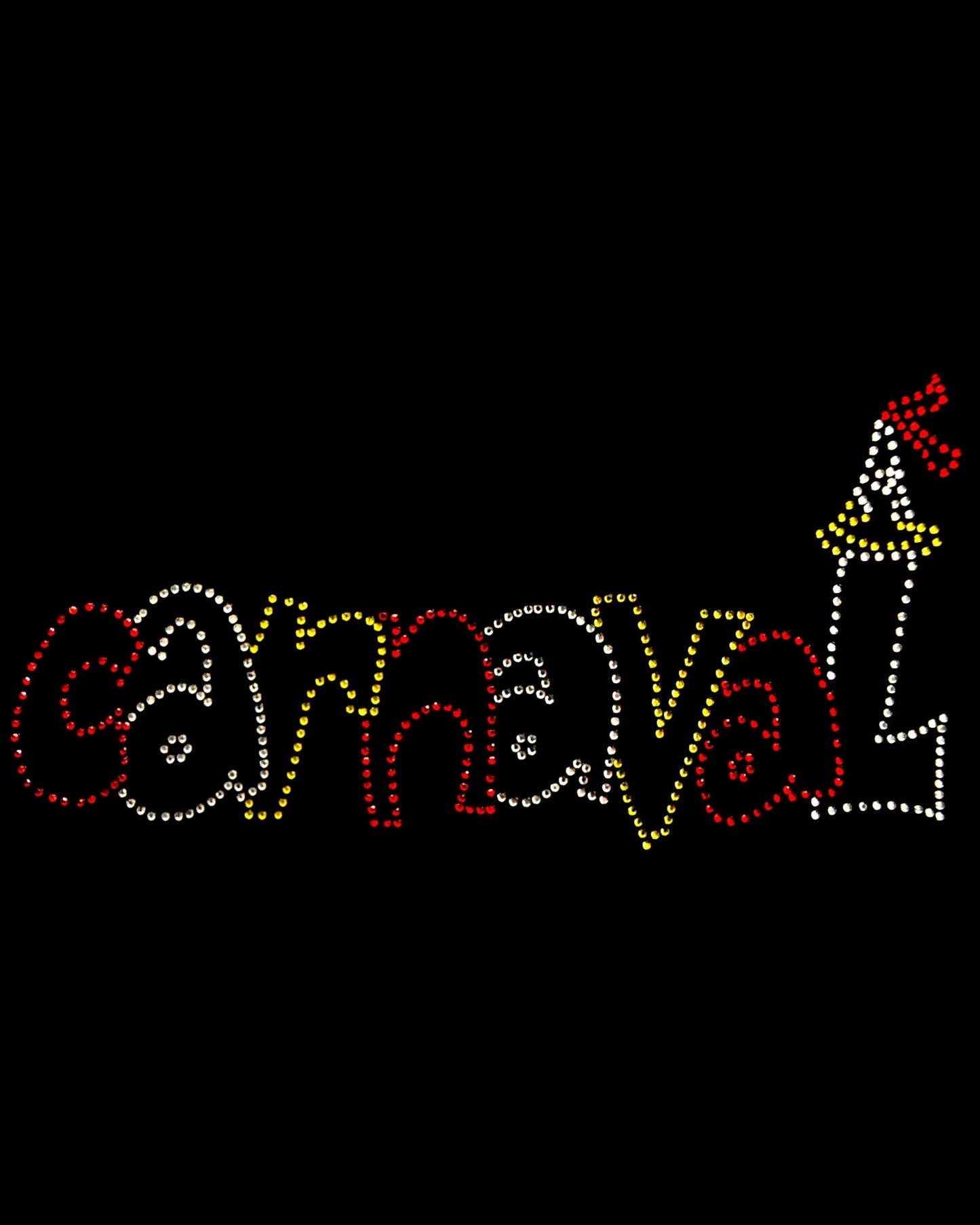 Oeteldonk Oeteldonk strass applicatie tekst Carnaval! rood,wit,geel 21.5x10cm rwg - Oetel.club