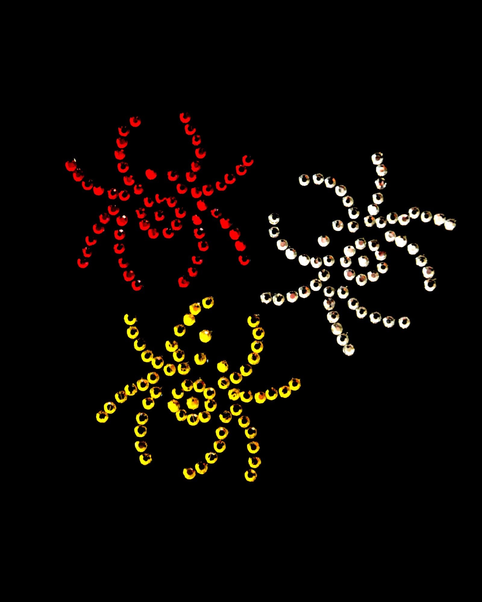 Oeteldonk Oeteldonk strass Oeteldonk strass strijkapplicatie spinnetjes 3x rood, wit, geel rwg - Oetel.club