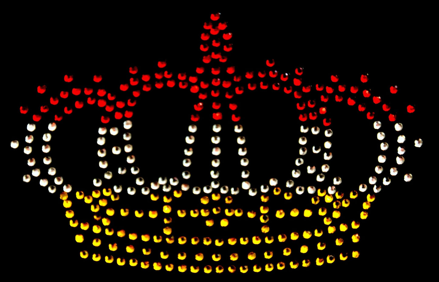 Oeteldonk Oeteldonk strass strijkembleem kroontje luxe klein 9,5cmx6cm rood, wit, geel rwg - Oetel.club