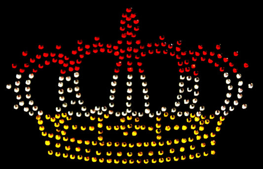 Oeteldonk Oeteldonk strass strijkembleem kroontje luxe klein 9,5cmx6cm rood, wit, geel rwg - Oetel.club