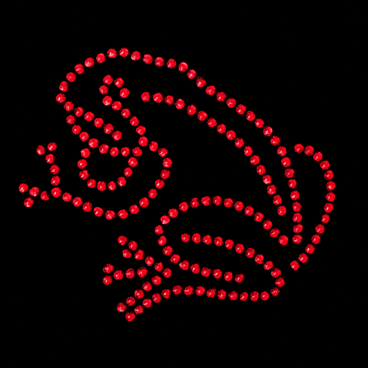 Rood kikker strass design in Oeteldonk stijl – fonkelend rhinestone patroon van een kikker